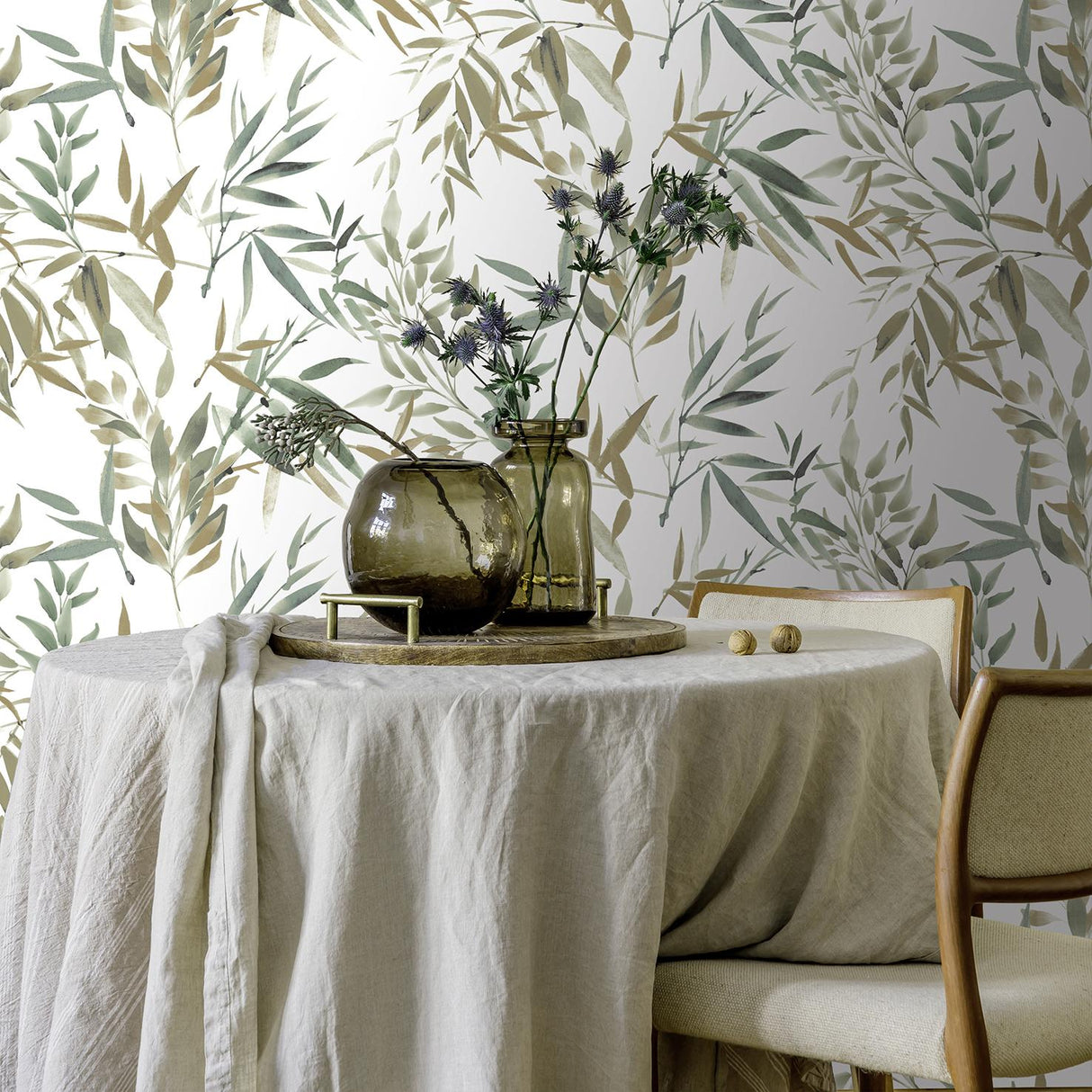Veer Decor Painted Canopy Green Wallpaper