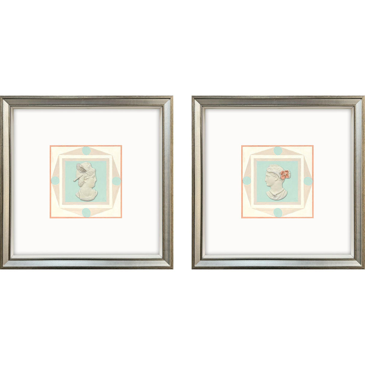 Paragon Intaglio Busts S/2 Teal 18 X 18 X 2 Wall Art