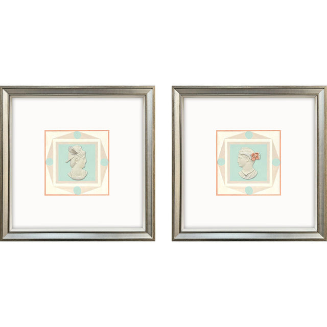 Paragon Intaglio Busts S/2 Teal 18 X 18 X 2 Wall Art