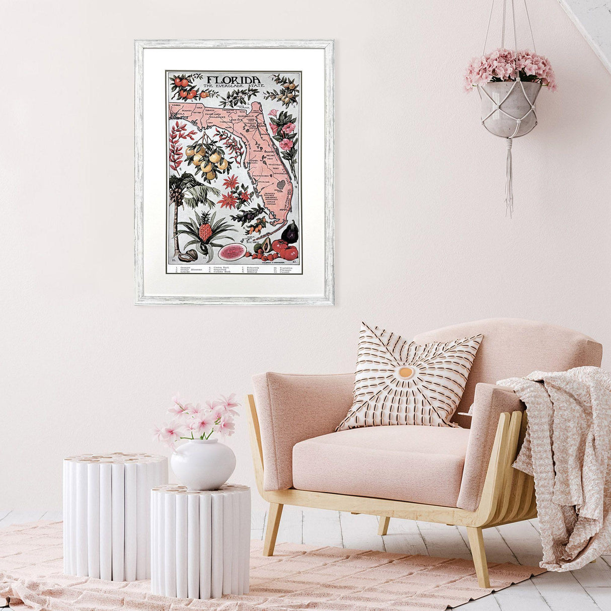 Paragon Vintage Florida Map Pink 47 X 35 X 1 Wall Art