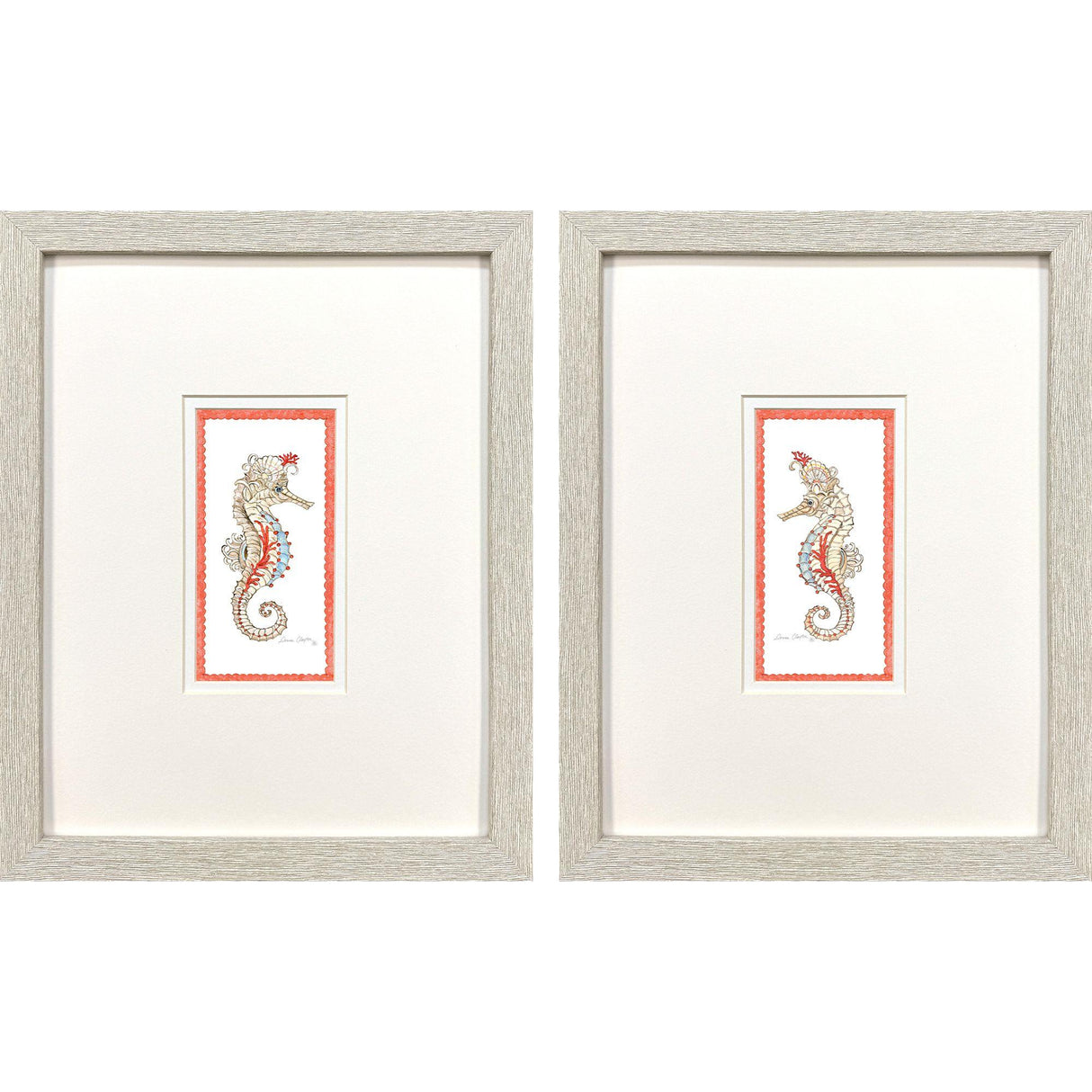Paragon Dreamy Seahorse S/2 Orange 14 X 11 X 1 Wall Art