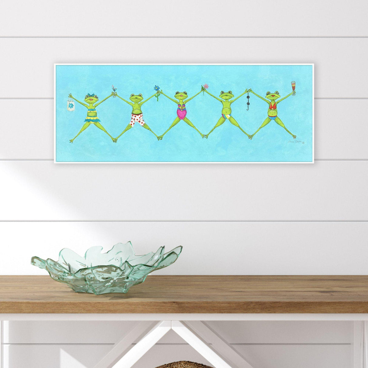 Paragon Froggy Beach Party Blue 13 X 35 X 3 Wall Art