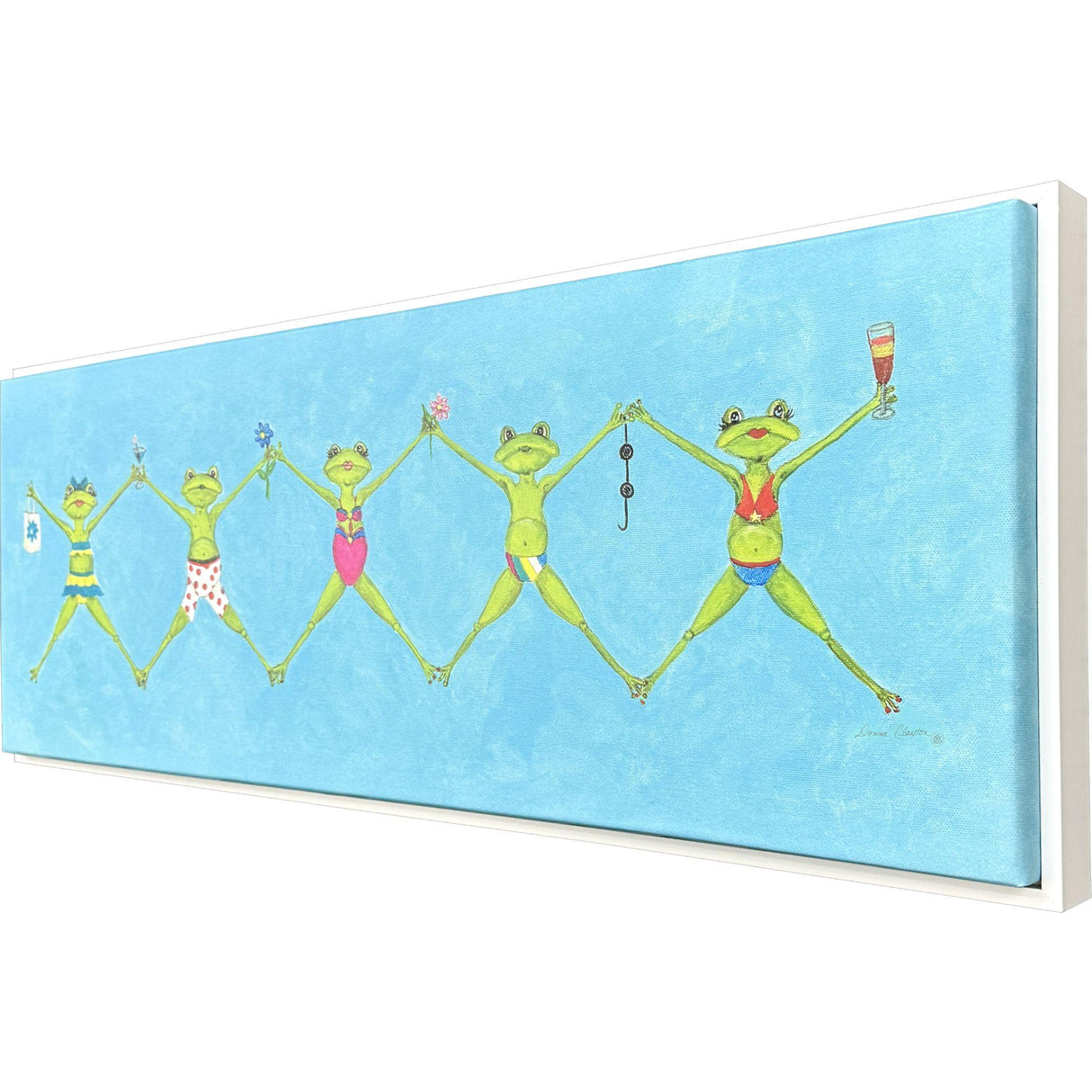 Paragon Froggy Beach Party Blue 13 X 35 X 3 Wall Art