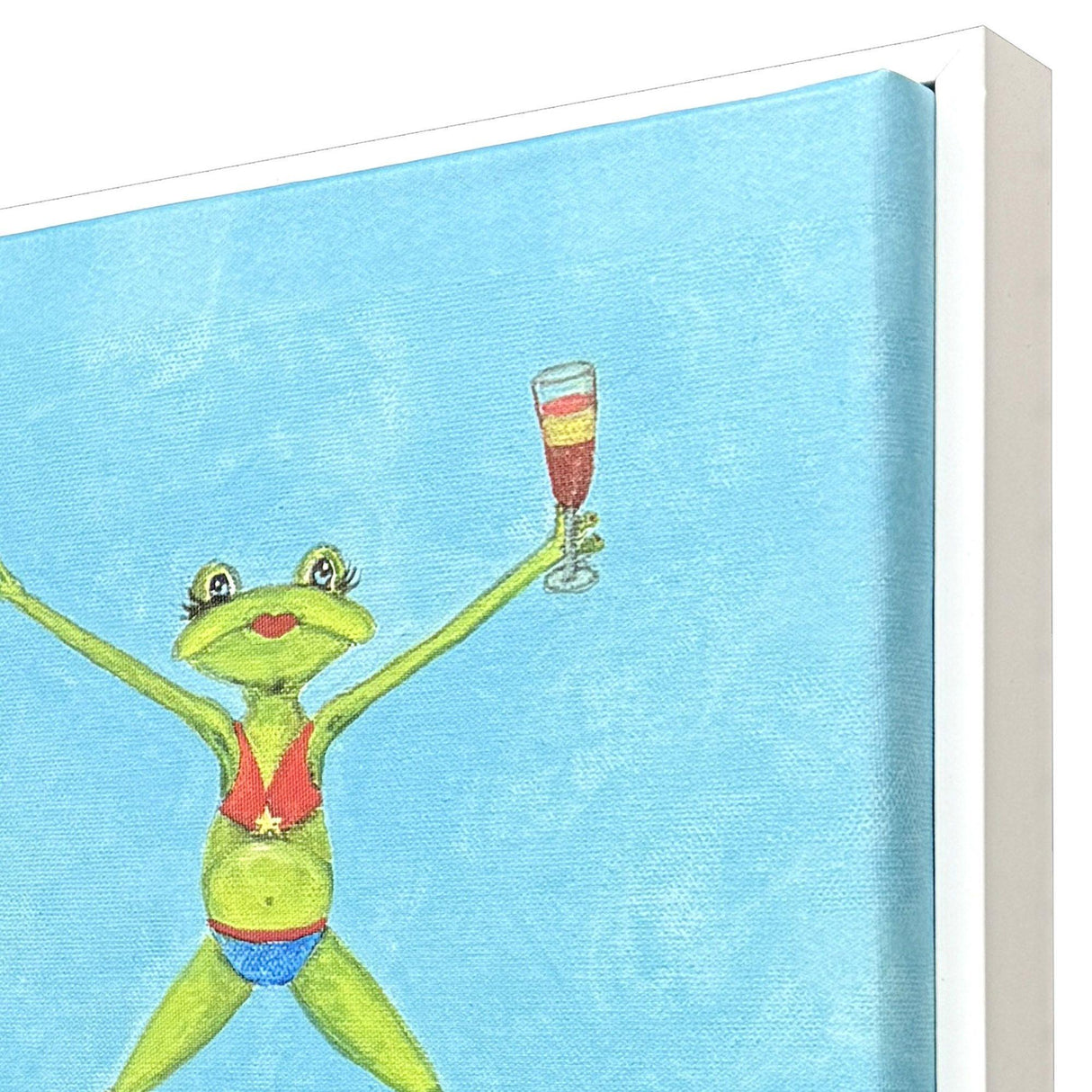 Paragon Froggy Beach Party Blue 13 X 35 X 3 Wall Art