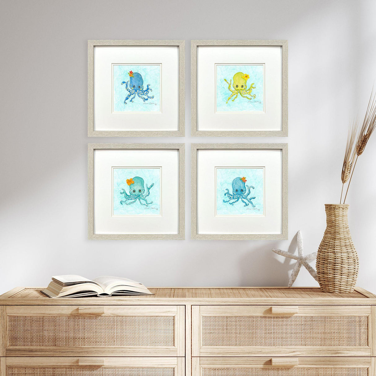 Paragon Baby Octopus S/4 Blue 15 X 15 X 1 Wall Art