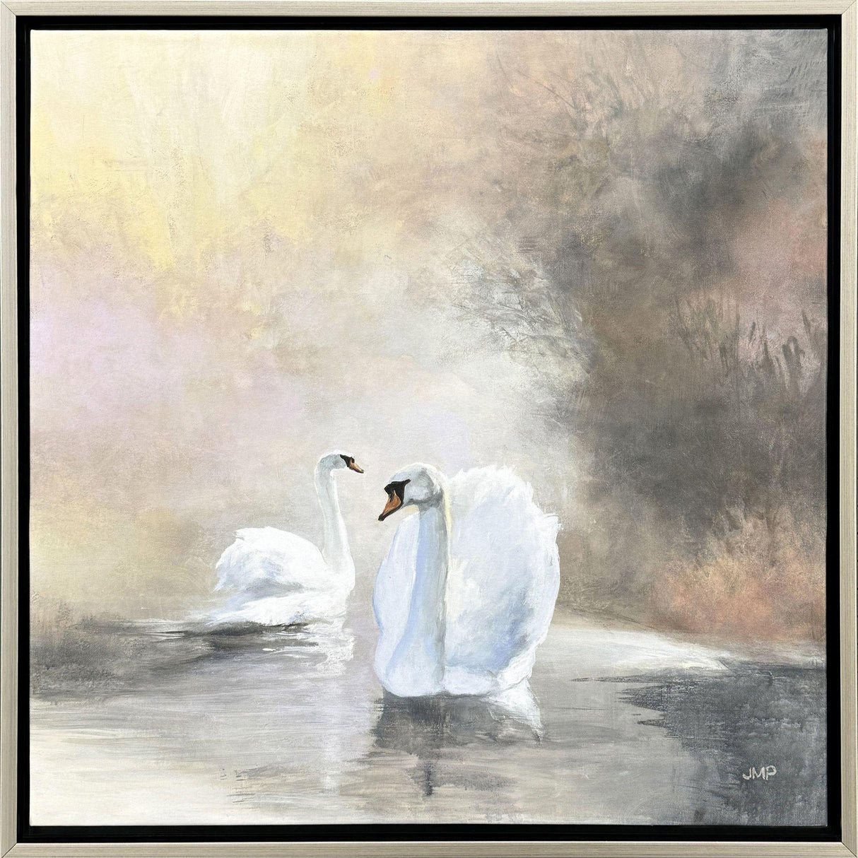 Paragon Swans in Mist Pink 30 X 30 X 2 Wall Art