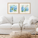 Paragon Hydrangeas on Plaid S/2 Blue 27 X 27 X 1 Wall Art