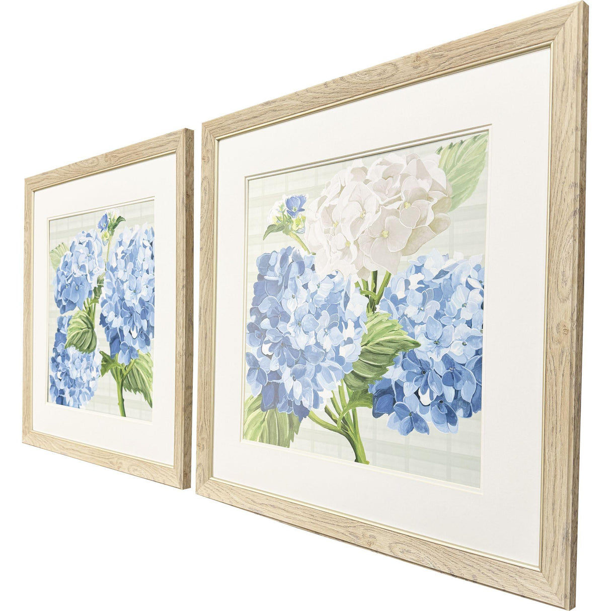 Paragon Hydrangeas on Plaid S/2 Blue 27 X 27 X 1 Wall Art