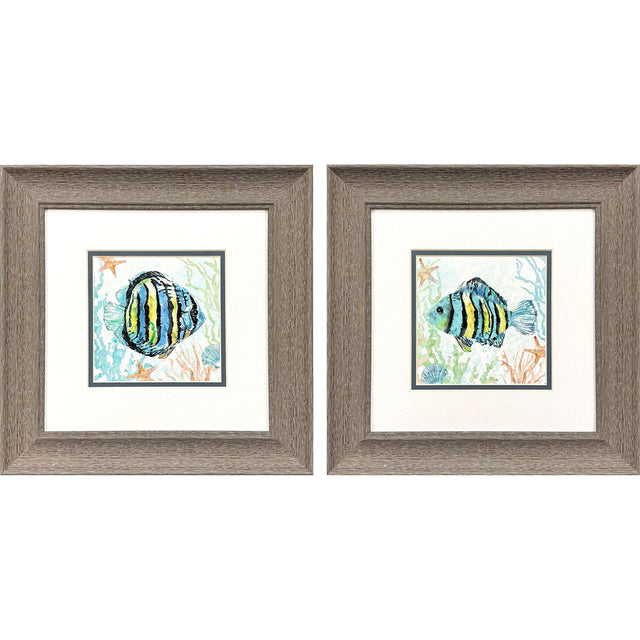 Paragon Striped Tropical Fish S/2 Blue 13 X 13 X 1 Wall Art