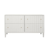 Worlds Away Four Drawer Chest With Fluted Detail In Matte White Lacquer