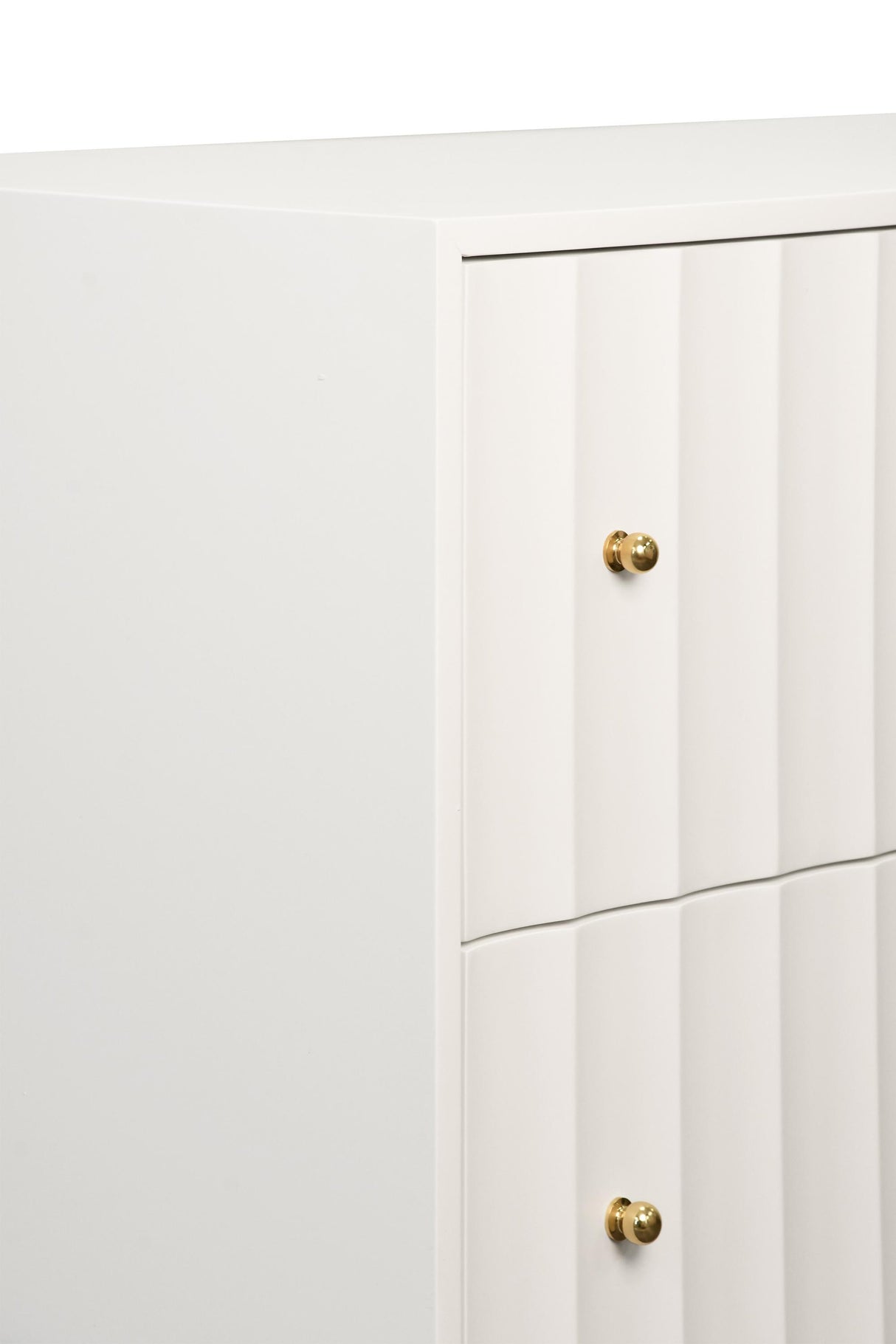 Worlds Away Four Drawer Chest With Fluted Detail In Matte White Lacquer