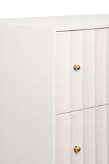 Worlds Away Four Drawer Chest With Fluted Detail In Matte White Lacquer