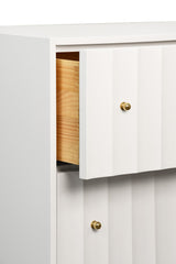 Worlds Away Four Drawer Chest With Fluted Detail In Matte White Lacquer