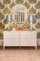 Worlds Away Four Drawer Chest With Fluted Detail In Matte White Lacquer