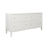 Worlds Away Four Drawer Chest With Fluted Detail In Matte White Lacquer