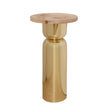 Worlds Away Hourglass Brass Base Side Table With Round Burl Wood Top