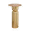 Worlds Away Hourglass Brass Base Side Table With Round Burl Wood Top