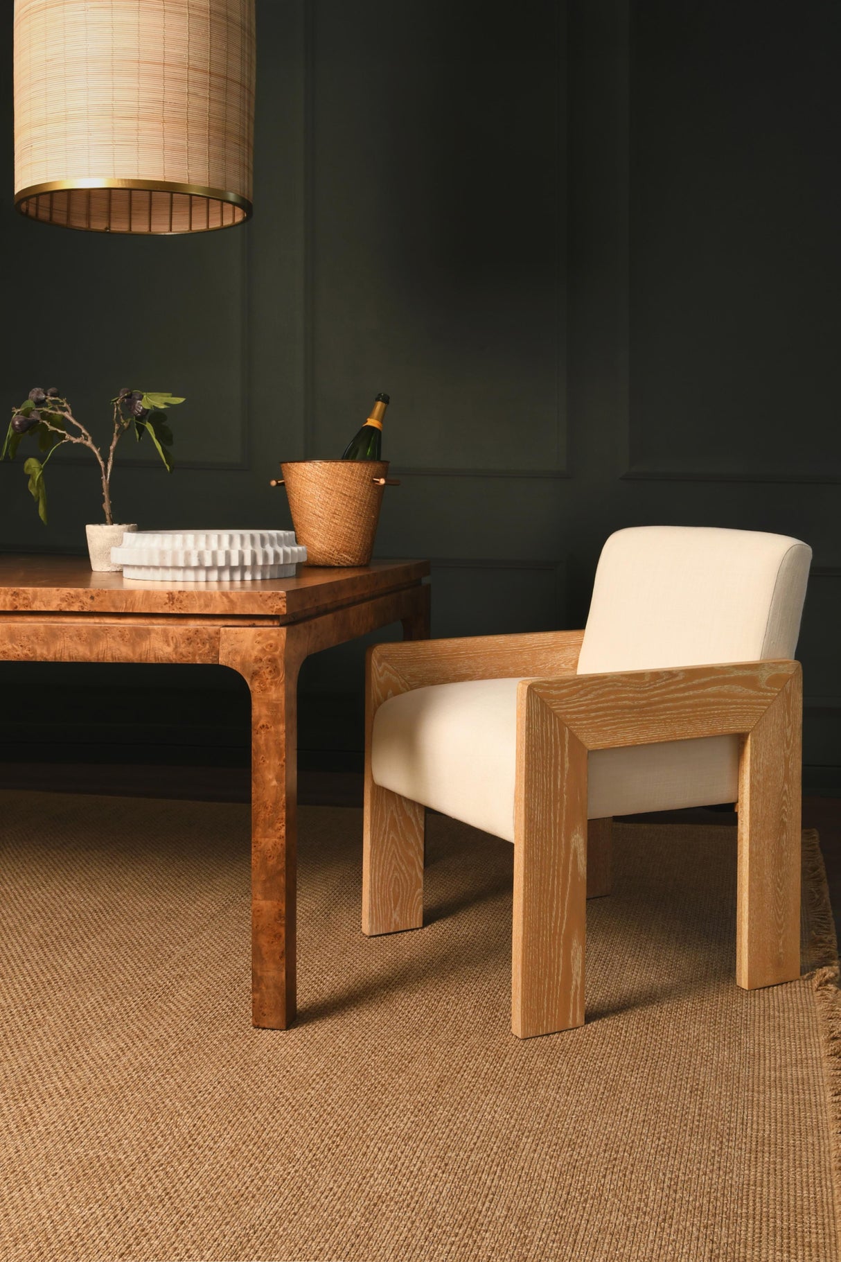 Worlds Away Modern Rectangular Dining Table In Dark Burl Wood