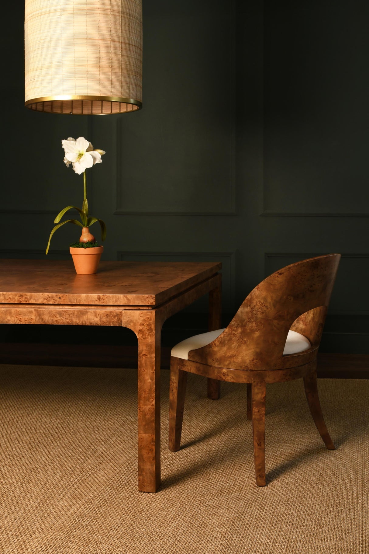 Worlds Away Modern Rectangular Dining Table In Dark Burl Wood