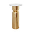 Worlds Away Hourglass Brass Base Side Table With Round White Marble Top