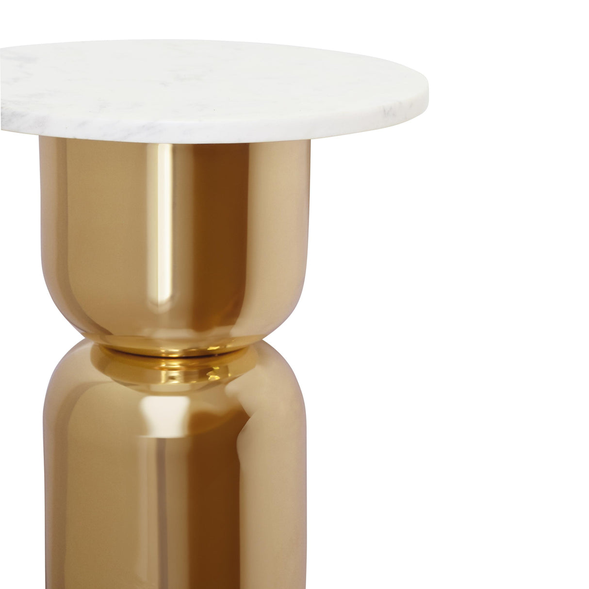 Worlds Away Hourglass Brass Base Side Table With Round White Marble Top