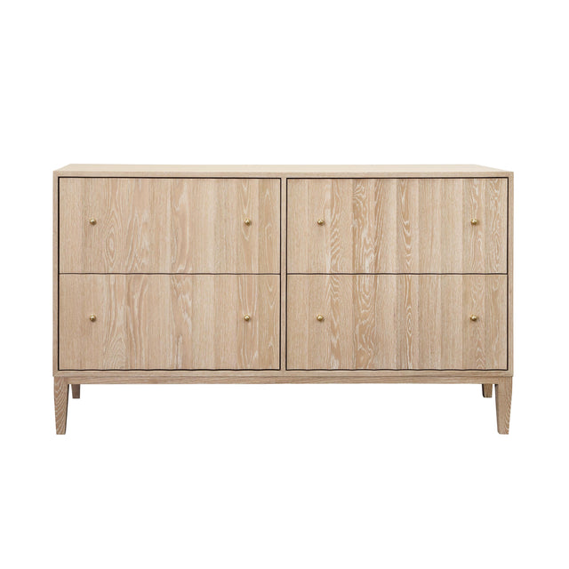 Worlds Away Four Drawer Chest With Fluted Detail In Cerused Oak