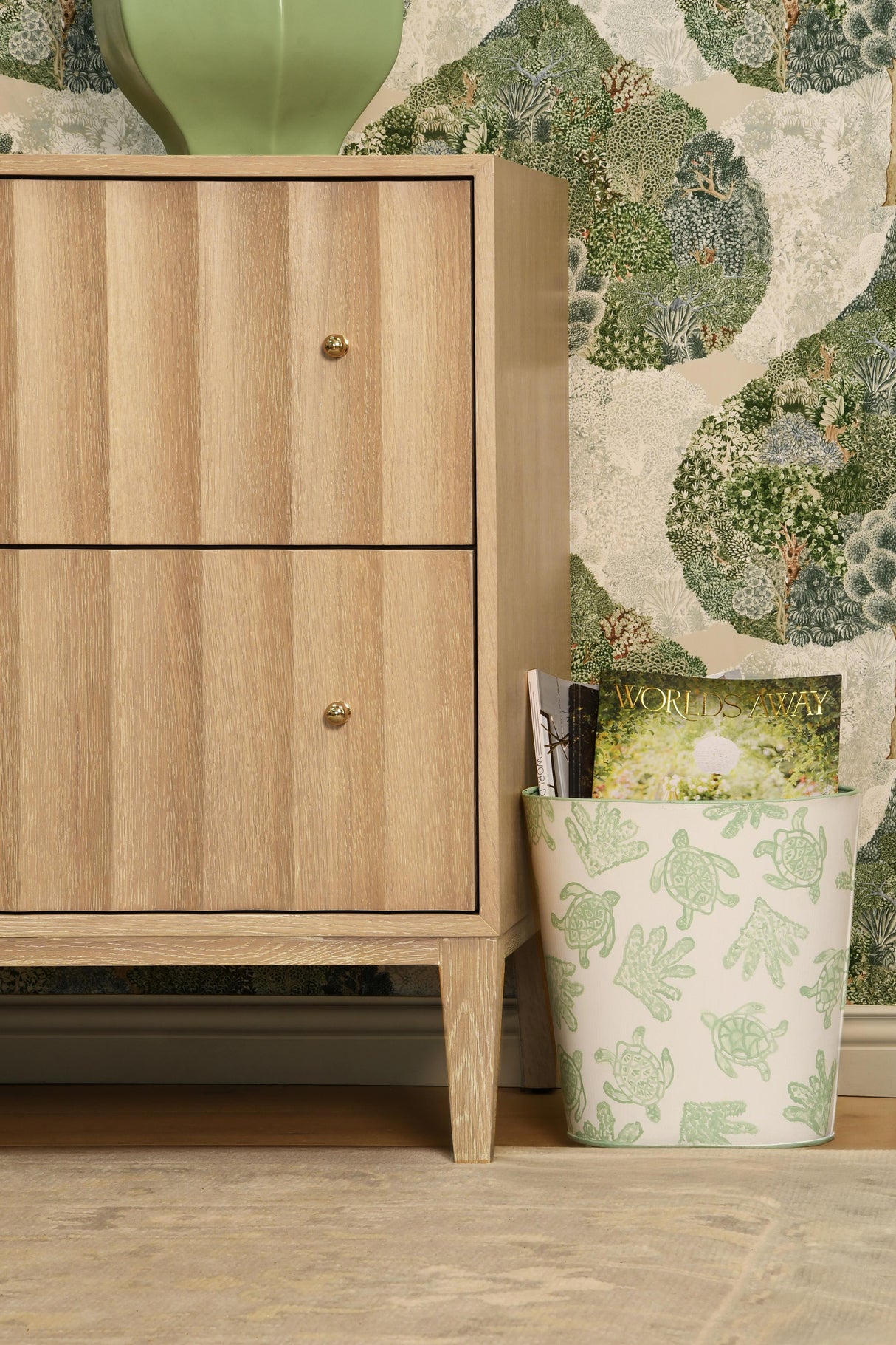 Worlds Away Four Drawer Chest With Fluted Detail In Cerused Oak