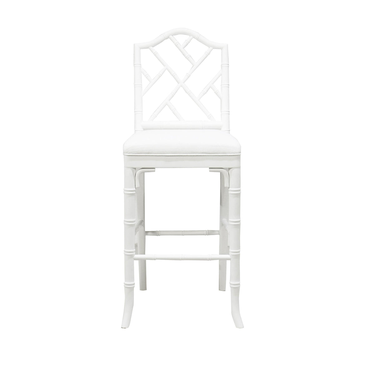 Worlds Away Chippendale Style Bamboo Counter Stool In White Lacquer