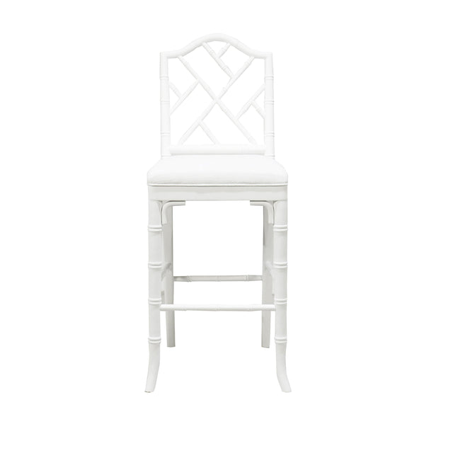 Worlds Away Chippendale Style Bamboo Counter Stool In White Lacquer