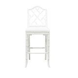 Worlds Away Chippendale Style Bamboo Counter Stool In White Lacquer