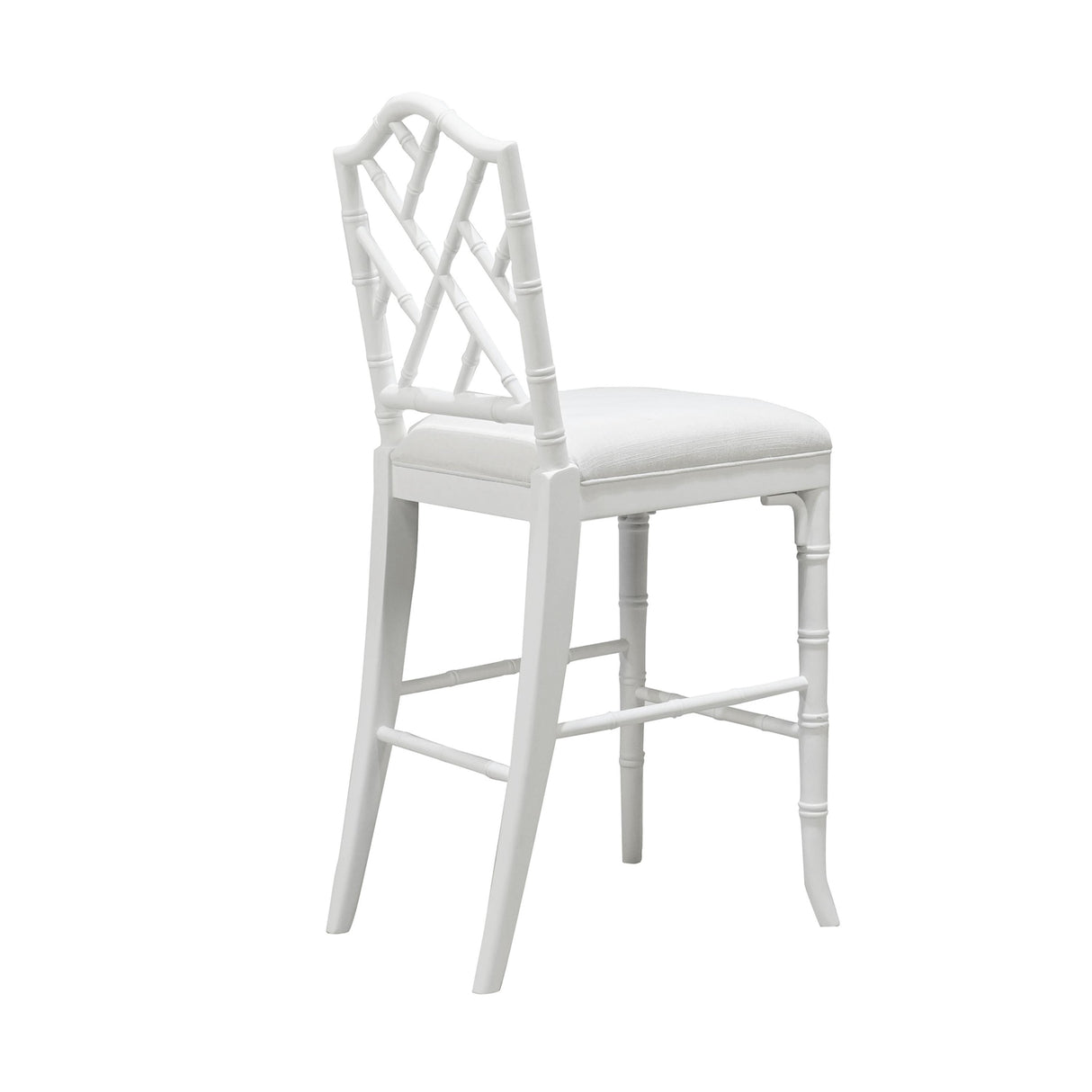 Worlds Away Chippendale Style Bamboo Counter Stool In White Lacquer