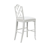 Worlds Away Chippendale Style Bamboo Counter Stool In White Lacquer