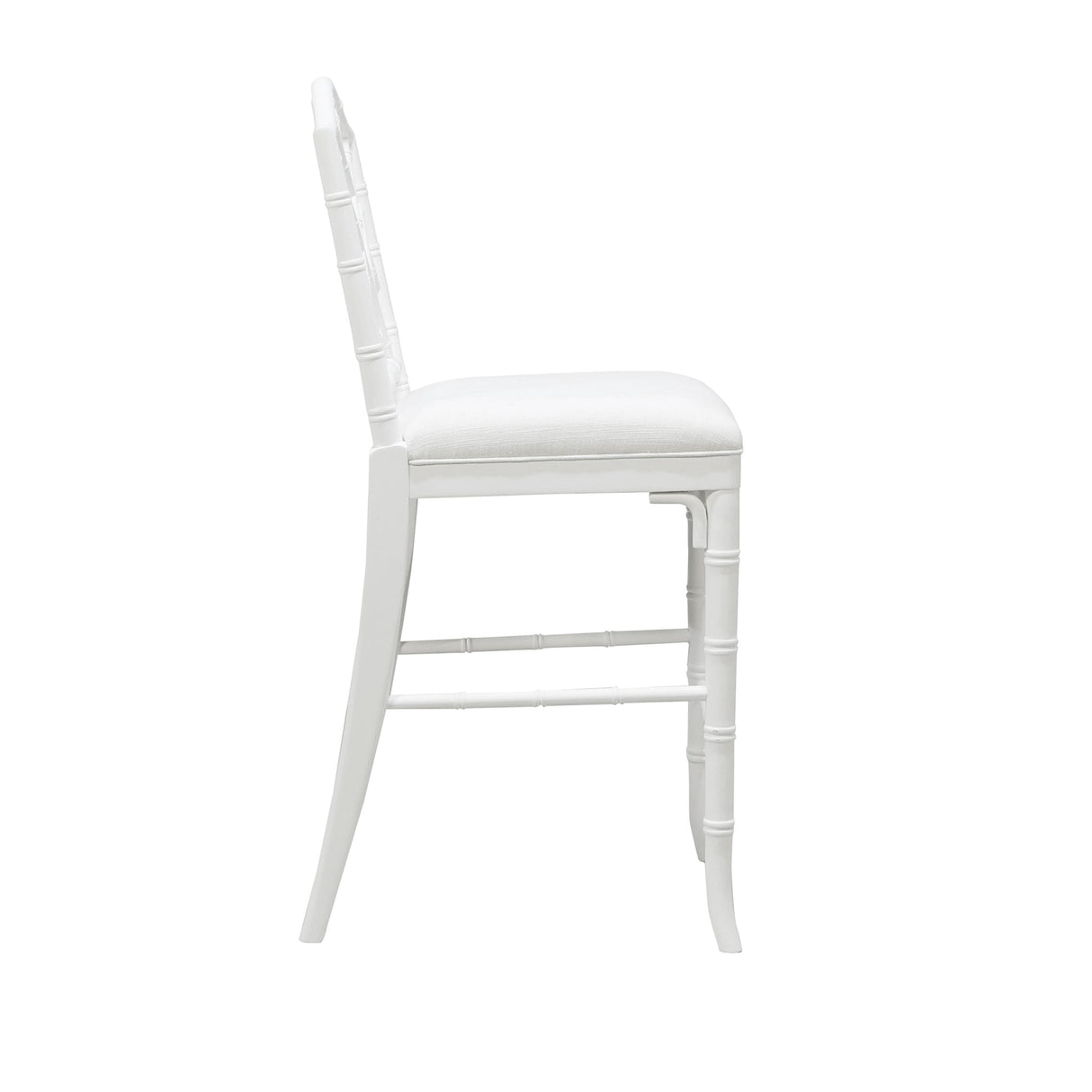 Worlds Away Chippendale Style Bamboo Counter Stool In White Lacquer