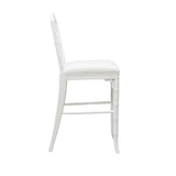 Worlds Away Chippendale Style Bamboo Counter Stool In White Lacquer