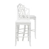 Worlds Away Chippendale Style Bamboo Counter Stool In White Lacquer