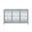 Worlds Away Three Door Decorative Mirror Front Buffet In Rattan Painted Light Blue