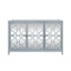 Worlds Away Three Door Decorative Mirror Front Buffet In Rattan Painted Light Blue