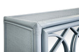 Worlds Away Three Door Decorative Mirror Front Buffet In Rattan Painted Light Blue