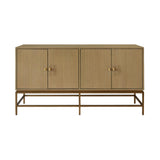 Worlds Away Four Door Buffet With Antique Brass Metal Base In Cerused Oak