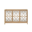 Worlds Away Three Door Decorative Mirror Front Buffet In Natural Rattan