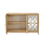 Worlds Away Three Door Decorative Mirror Front Buffet In Natural Rattan