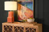 Worlds Away Three Door Decorative Mirror Front Buffet In Natural Rattan