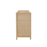 Worlds Away Three Door Decorative Mirror Front Buffet In Natural Rattan