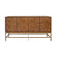 Worlds Away Four Door Buffet With Antique Brass Metal Base In Dark Burl Wood