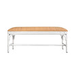 Worlds Away Bench With Natural Rattan Cushion Top And Rattan Base In Painted White