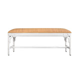 Worlds Away Bench With Natural Rattan Cushion Top And Rattan Base In Painted White