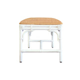 Worlds Away Bench With Natural Rattan Cushion Top And Rattan Base In Painted White