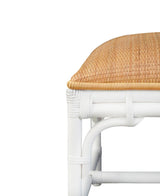 Worlds Away Bench With Natural Rattan Cushion Top And Rattan Base In Painted White