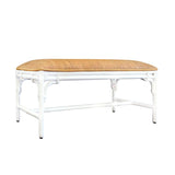 Worlds Away Bench With Natural Rattan Cushion Top And Rattan Base In Painted White