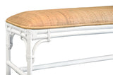 Worlds Away Bench With Natural Rattan Cushion Top And Rattan Base In Painted White
